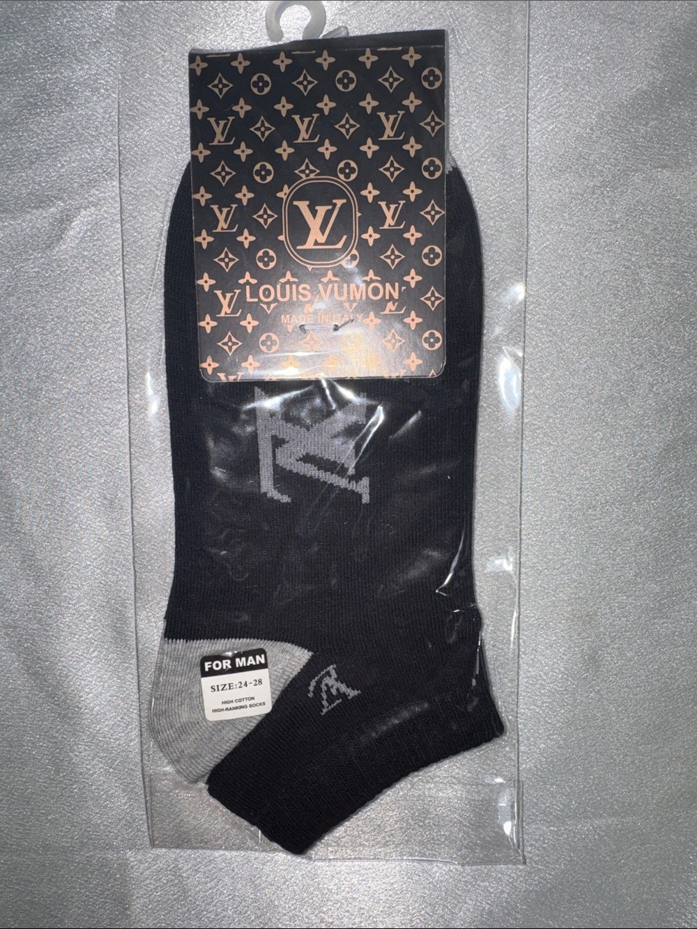 Louis Vuitton Men's Black Logo No-Show Socks🔥New!